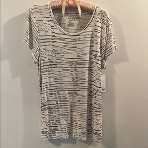 NWT APT.9 Short Sleeved White and Black Striped Women's Top